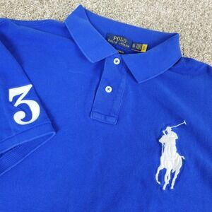 Polo Ralph Lauren Custom Slim Fit Mens XL Blue Big Pony #3 Stretch Knit SS